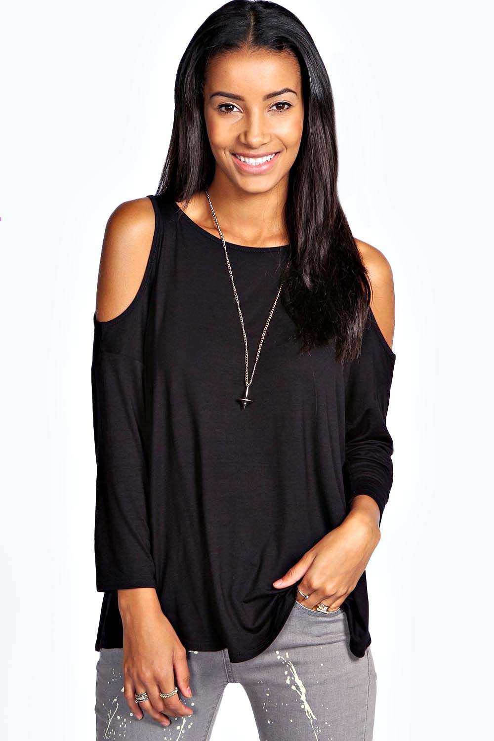 Charlotte Cut Out Shoulder Top - cream