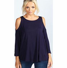 boohoo Charlotte Cut Out Shoulder Top - navy azz42562