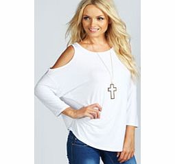 boohoo Charlotte Cut Out Shoulder Top - white azz42562
