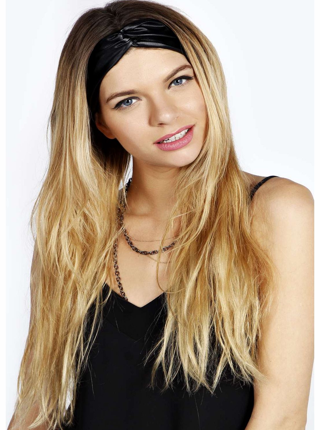 boohoo Charlotte Faux Leather Twist Turban Headband -