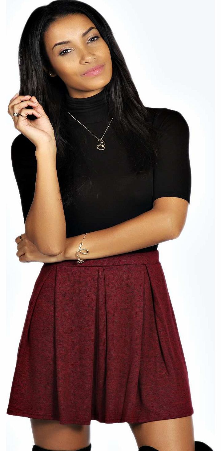 Charlotte Slub Knit Skater Skirt - wine azz19242