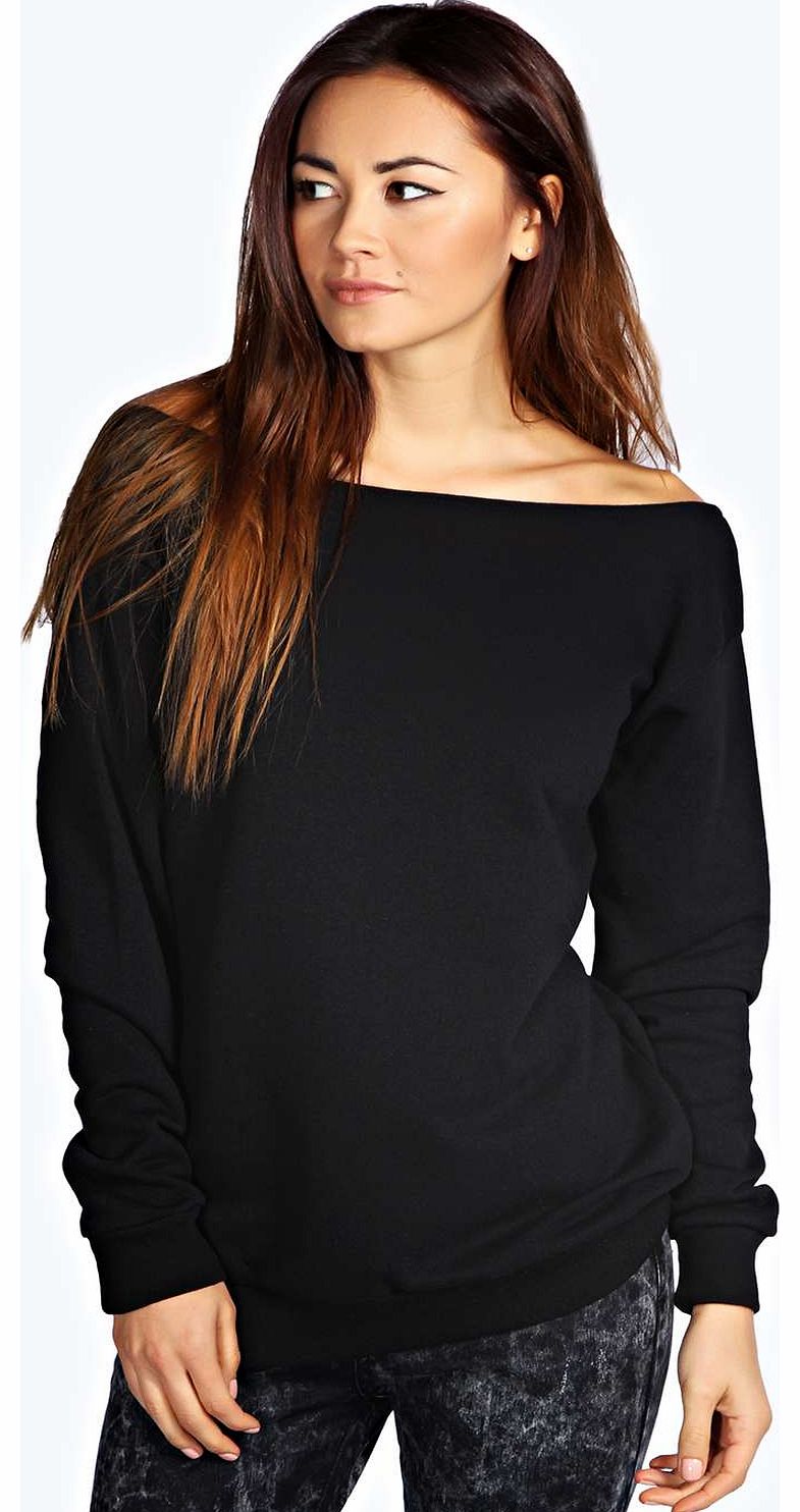Charlotte V Back Long Sleeve Sweat Top - black