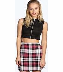 boohoo Check Crepe A Line Mini Skirt - pink azz12173