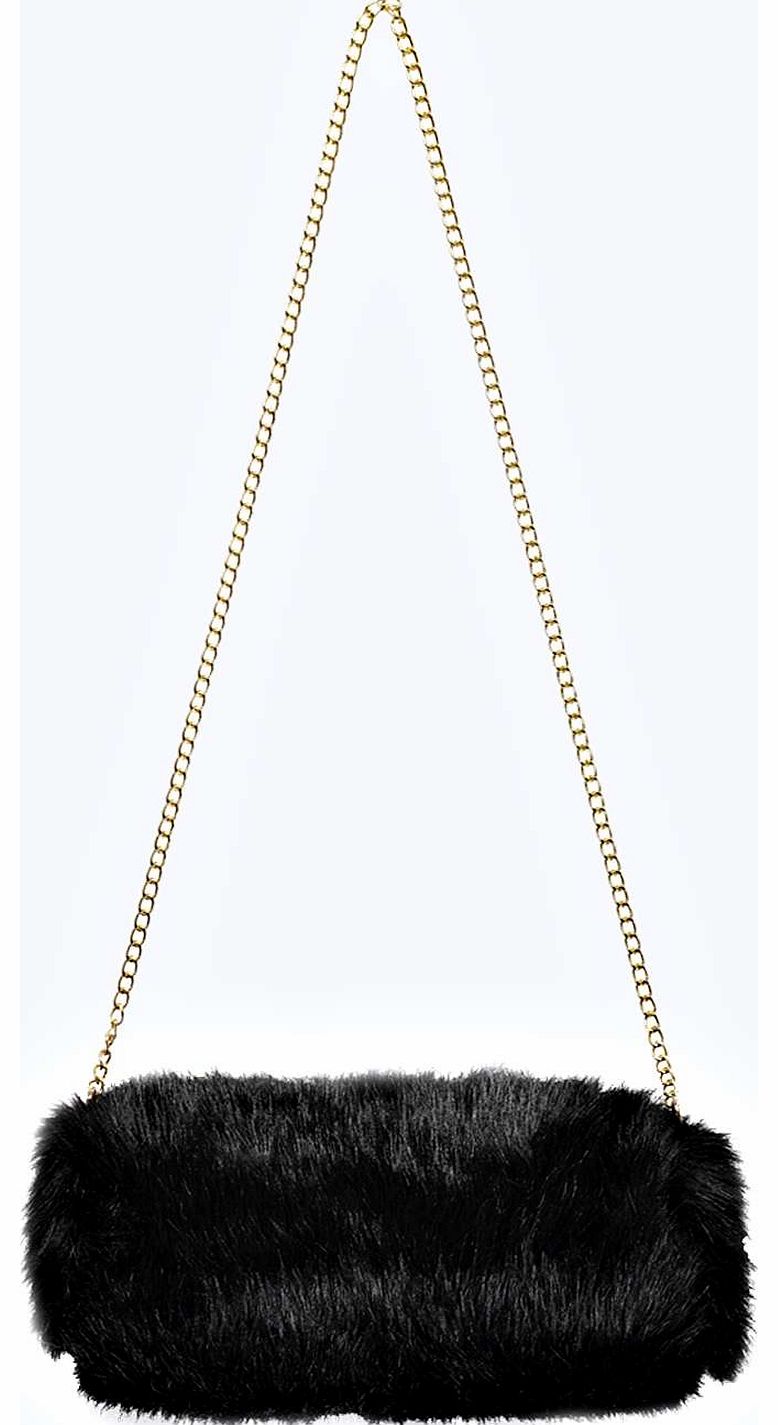 Cher Chain Strap Faux Fur Bag - black azz16045