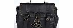 boohoo Cher Stud And Tassel Satchel - black azz21125