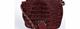 boohoo Chloe Mock Croc Cross Body Bag - wine azz24817