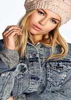boohoo Chunky Knit Slouch Pom Beret - nude azz14762