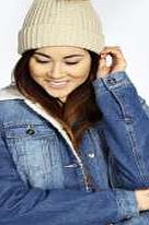 boohoo Chunky Rib Faux Fur Pom Beanie - beige azz16211