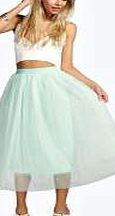 boohoo Claire Mesh Midi Skirt With Embellishment - mint