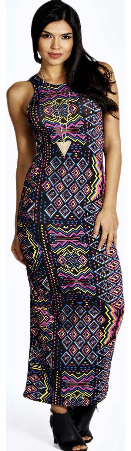 boohoo Clare Aztec Print Maxi Dress - multi azz18973