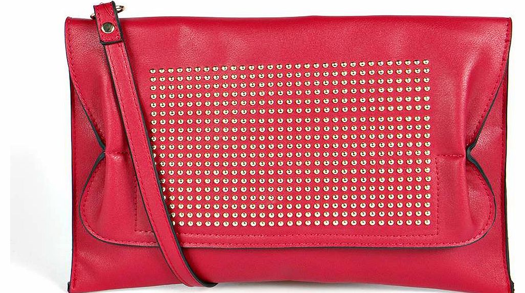 boohoo Clarissa Pin Stud Cross Body Bag - red azz18324
