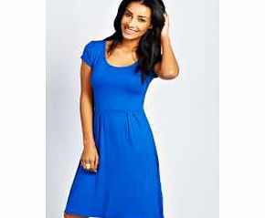 Claudia Jersey Cap Sleeve Skater Dress - cobalt