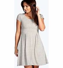 Claudia Jersey Cap Sleeve Skater Dress - grey