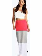 boohoo Colour Block Maxi Skirt - coral azz08278