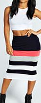 boohoo Colour Block Midi Skirt - coral azz29876