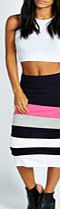 boohoo Colour Block Midi Skirt - lipstick azz29876