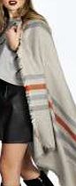 boohoo Colour Stripe Festival Cape - beige azz13754