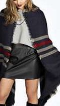 boohoo Colour Stripe Festival Cape - navy azz13754