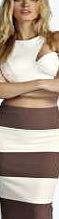 boohoo Contrast Colour Block Midi Skirt - mocha azz05540