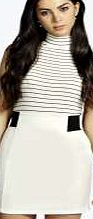 boohoo Contrast Elastic Waistband Mini Skirt - ivory
