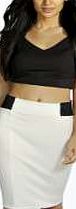 boohoo Contrast Elastic Waistband Pencil Skirt - ivory