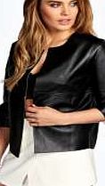 boohoo Contrast Faux Leather Jacket - black azz17409
