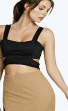 boohoo Contrast Scuba Midi Skirt - black azz06969