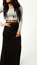 boohoo Contrast Waistband Jersey Maxi Skirt - black