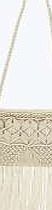 boohoo Crochet Tassel Cross Body Bag - cream azz09924