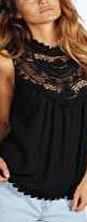 boohoo Crochet Trim High Neck Sleeveless Blouse - black