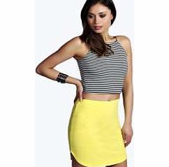 boohoo Curve Hem Scuba Mini Skirt - lime azz10842