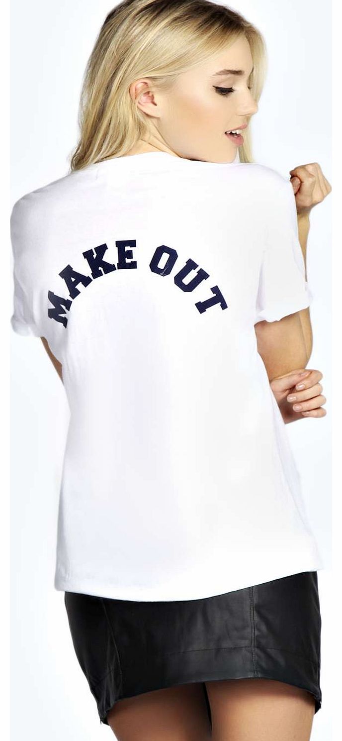 boohoo Daisy Make Out Slogan Tee - white azz17926
