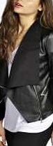 boohoo Daisy Waterfall Leather Look Jacket - black