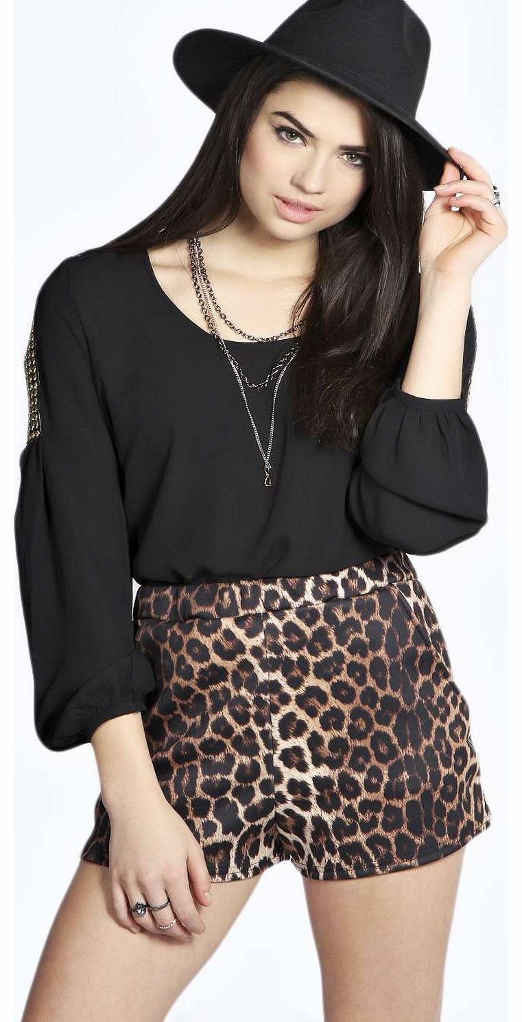 Darcey Leopard Print Scuba Shorts - leopard