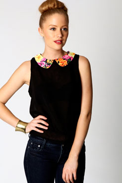 boohoo Daria Chiffon Photo Print Blouse Female