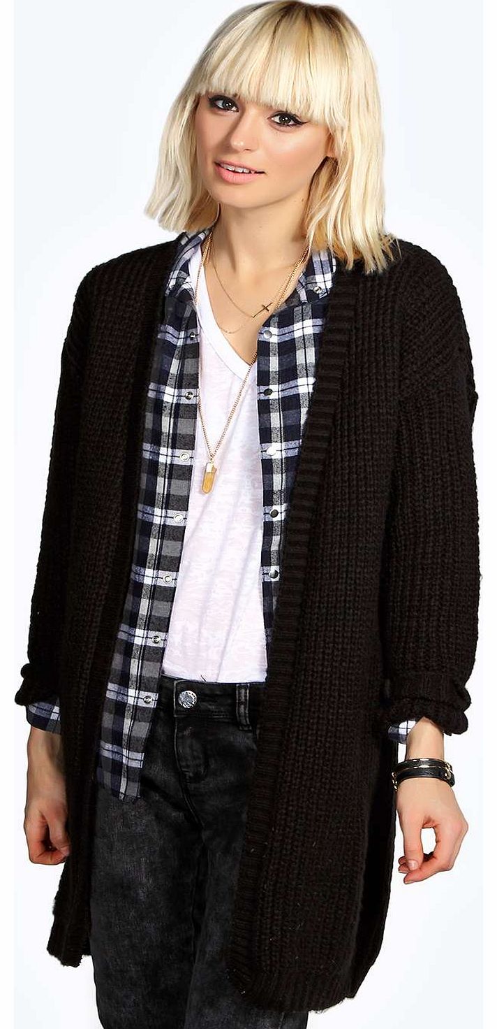 Dee Edge To Edge Langline Cardigan - black