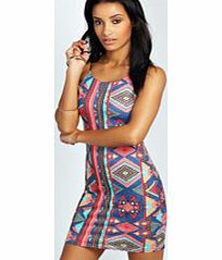Dion Strappy Aztec Bodycon Dress - multi azz28976
