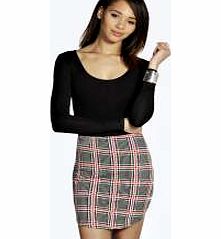 boohoo Dogstooth Check Bodycon Mini Skirt - black