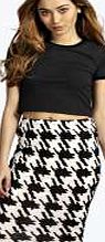 boohoo Dogstooth Jersey Midi Skirt - multi azz03007