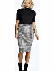 boohoo Dogstooth Midi Skirt - multi azz14018