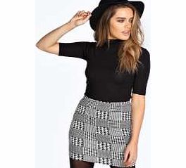 boohoo Dogtooth Check Mini Skirt - black azz16871