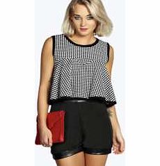 boohoo Dogtooth Frill Crop - multi azz15716
