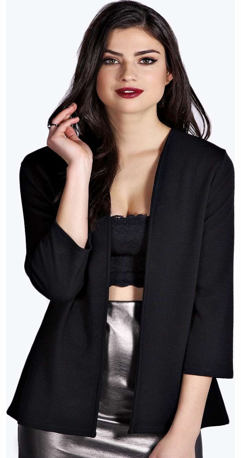 boohoo Dolly Collarless Blazer - black azz15077