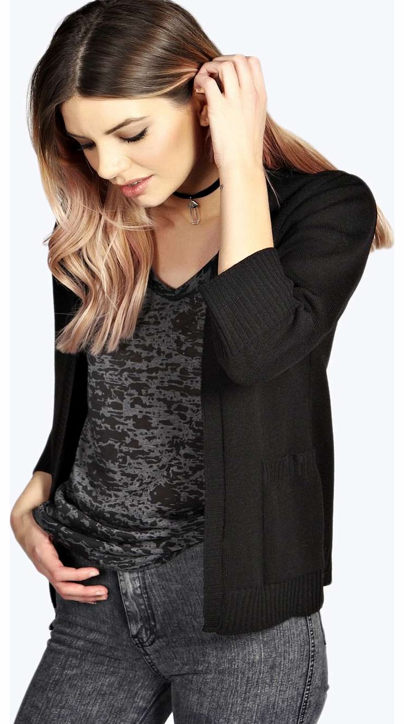 boohoo Dolly Rib Edge Cardigan - black azz16176