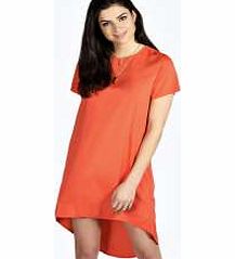 boohoo Donna Woven Drape Back Shift Dress - tomato