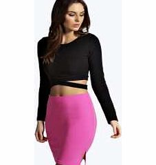 boohoo Double Side Slit Pencil Skirt - pink azz10845