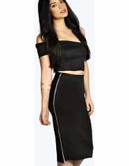 boohoo Double Side Zip Pencil Midi Skirt - black azz10674