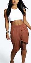 boohoo Draped Asymmetric Jersey Skirt - brick red