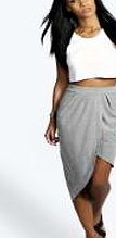 boohoo Draped Asymmetric Jersey Skirt - grey marl