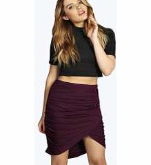 boohoo Draped Rouched Mini Skirt - grape azz14880